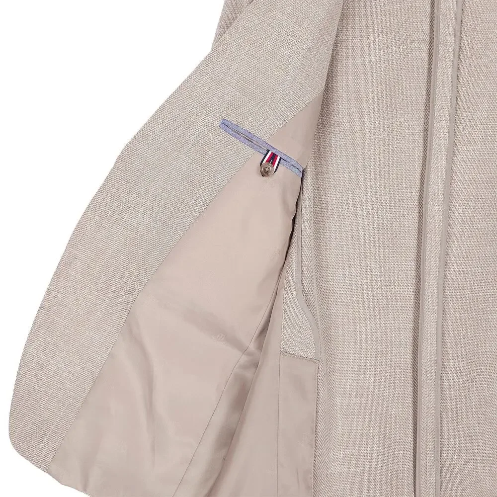 Tommy Hilfiger Mens Modern Fit Sport Coat 44L Tan Solid Stretch Basketweave NWT
